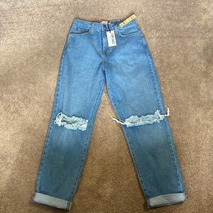 Slit Knee Boyfriend Denim Jeans